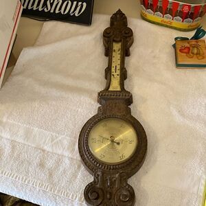 Vintage Springfield Banjo Style Weather Station Thermometer Barometer